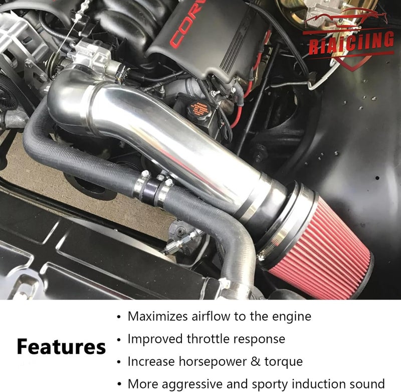 RiAiCiING 4'' LS Swap Cold Air Intake Kit, Universal Fit, Compatible with LS1 LS2 LSX LQ4 LQ9 Restomod A-Body G-Body Camaro Chevelle GTO Monte Carlo Caprice(Silver Tube) - Image 4